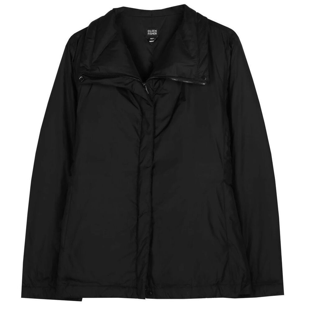 Eileen Fisher Black Jacket Nylon Down Feather Filled‎ size XL
